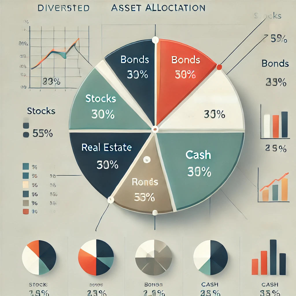 Icons representing diversified sectors like finance, energy, and tech, showing the range of industries mutual funds typically cover.